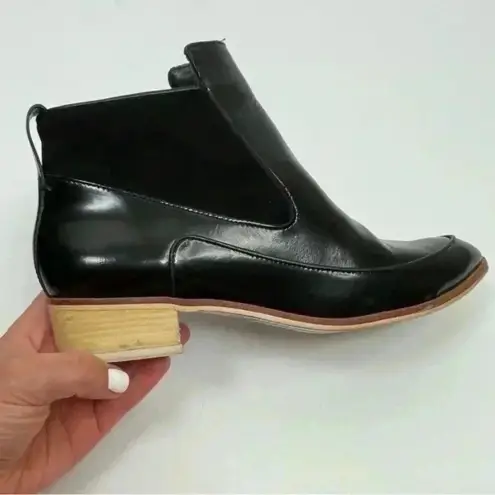 Derek Lam 10 Crosby  Black Leather Point Toe Block‎ Heel Ankle Boots
