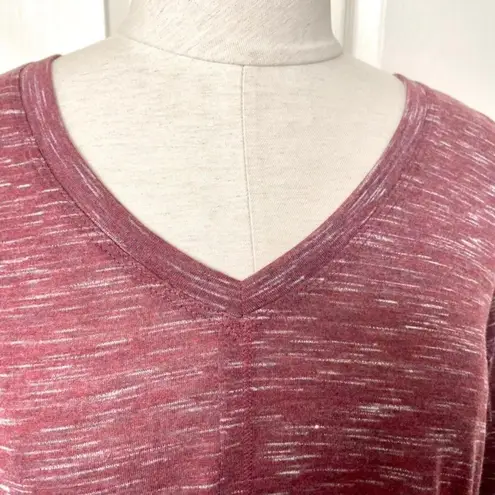 Style & Co  burgundy V neck seam tee