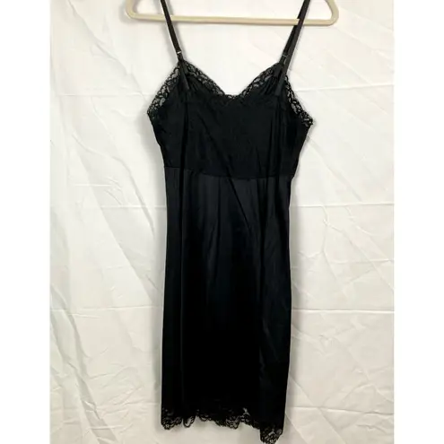Vanity Fair VTG Womens S Black Lace Trim Slip Dress Coquette Romantic Feminine