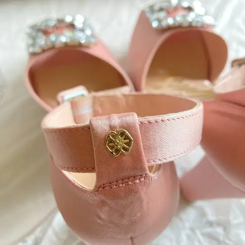 NEW Cuple women's size 38 EU gem embellished chunky heel sandals NWD missing gem Pink