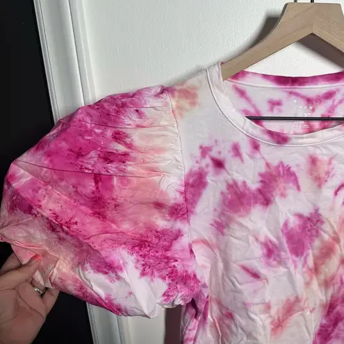 A New Day  Pink Tie Dye Puff Sleeve Top Blouse Size Medium