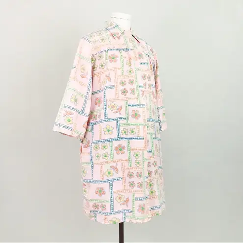 Vintage Gingham Patchwork Snap Coat in Pink | Size M Size M
