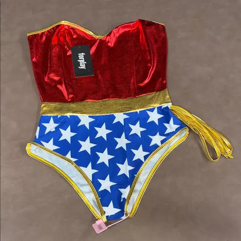 Foreplay NWT Sexy Superhero Strapless Bodysuit Costume Red Size L