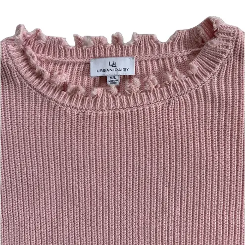 Urban Daizy size M/L Boutique oversized distressed knit sweater light pink