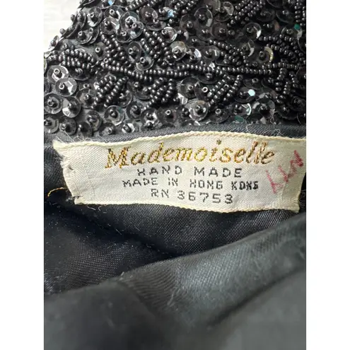 Vintage Mademoiselle Handmade Beaded Black Evening Bag Hong Kong Purse