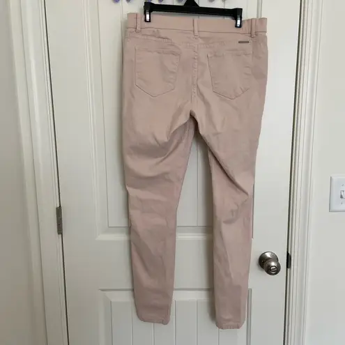 Soho NYCO women’s nude pink skinny silver hardware zipper stretch jean leggings