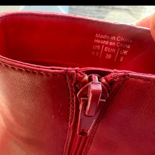 ALDO  Red Leather Heeled Booties, size 8.5