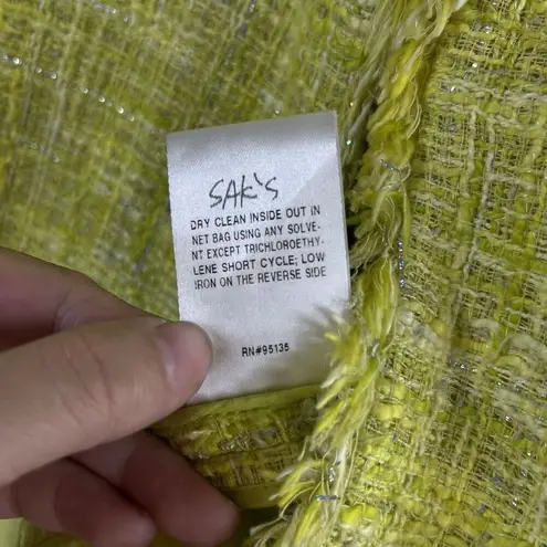 Lafayette 148 New York Wool Blend Tweed Blazer Jacket Pockets Green Size 18