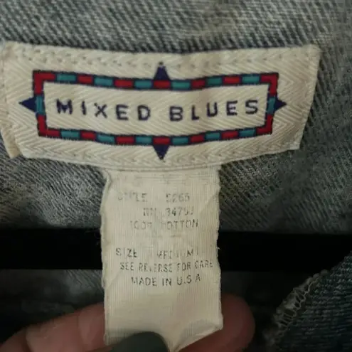 Vintage Acid Wash Denim Jean Jacket 90s Medium Wash Mixed Blues Medium Blue