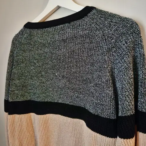 SheIn  Sweater Crewneck Color Block Stripe Knit Casual Neutral Trendy - Image 6