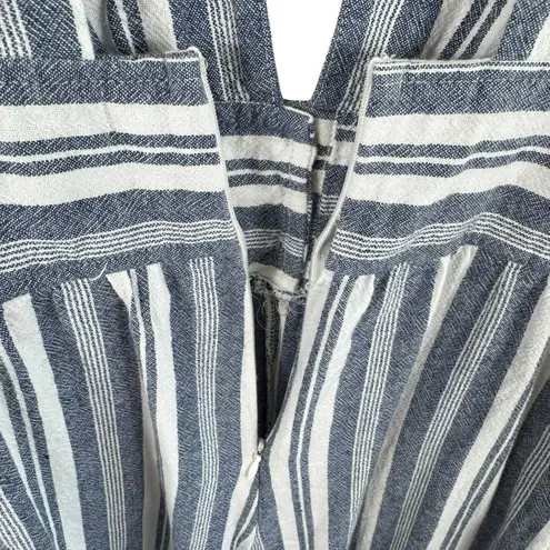 Stevie Hender 100% Cotton Blue White Striped Sleeveless Cropped Jumpsuit Size M