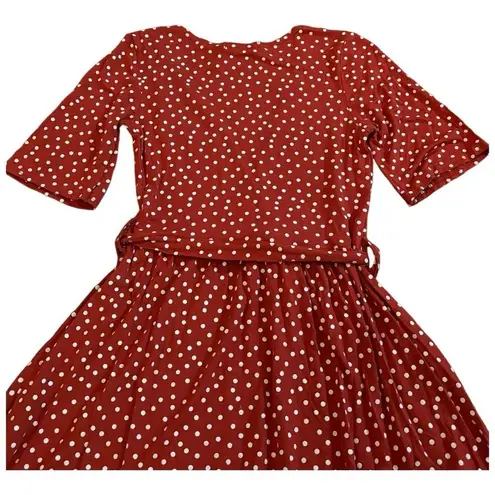 Red, Mini, Polka Dot, Belted Dress