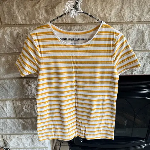 Croft & Barrow  Yellow and White Striped Tee Small thumbnail 1