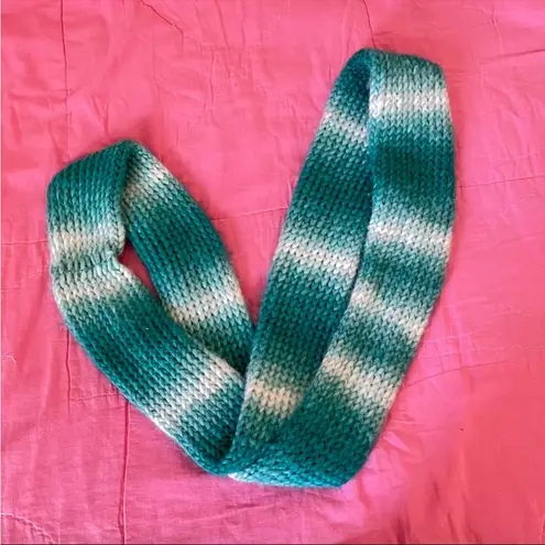 infinity Hand made knit turquoise and white ombré  scarf