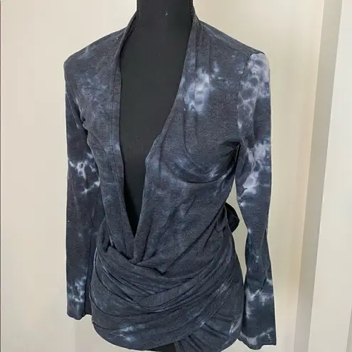 #113 ECHO MALIBU yoga wrap top Blue Size M