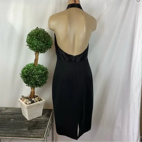 Carmen Marc Valvo Black Strapless Embellished Top Evening Knee Length Dress 4