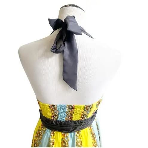 Moulinette Soeurs Anthropologie 100% Silk Y2K Halter Dress Size 4 Multicolor