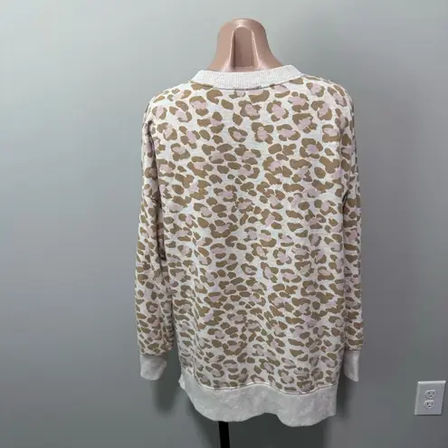 Aerie  Leopard Print Good Vibes Oversized Sweater Sweatshirt Medium