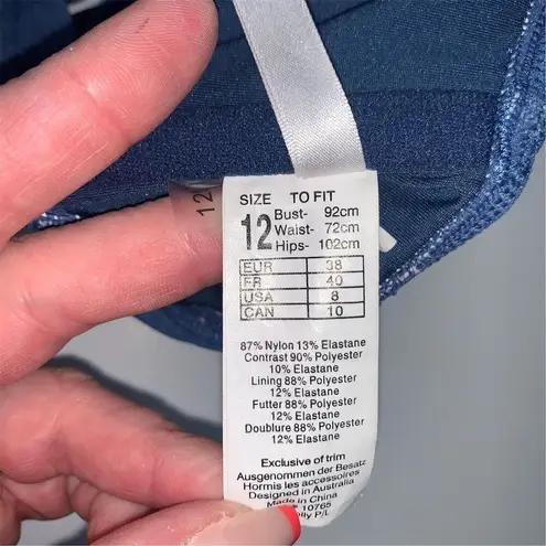 Seafolly Women's Triangle Bikini Top Blue/White Size 12 Wide Strap