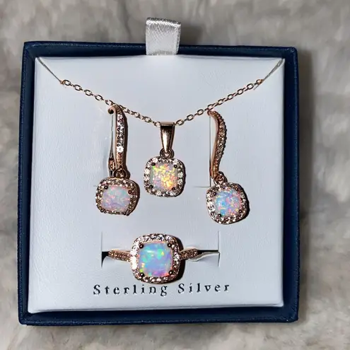 18K Plated over 925 Sterling Silver Opal Jewelry Set