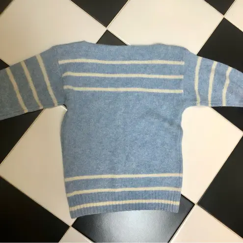 IZOD Vintage 70s 80s Pullover Sweater Boat Neck Baby Blue White Stripes Bateau S