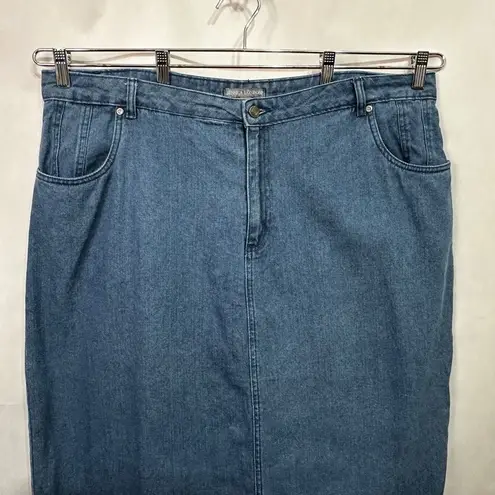 Jessica London 22W Denim Blue Midi Straight Kick Pleat Solid Jean Pockets 274