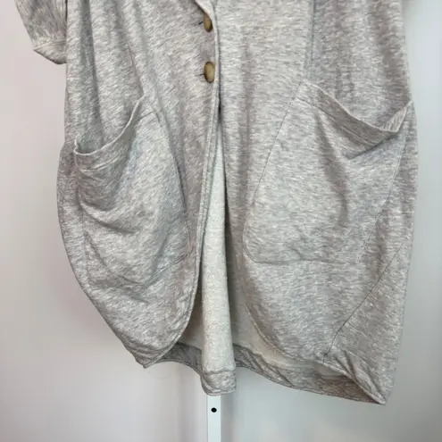 Nanushka Gray Marl Short Sleeve Drape Collar Button Front Cardigan Sweater S