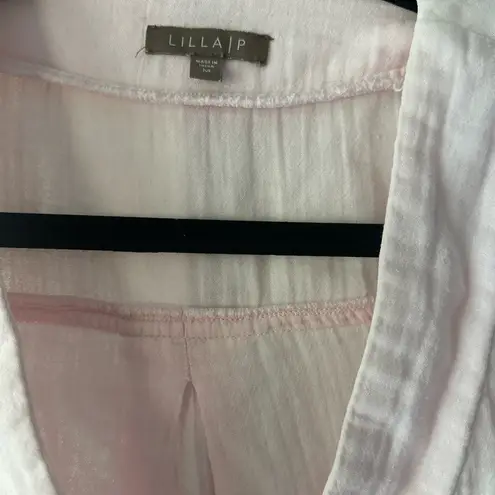Lilla P Pink Relaxed Boxy Short Sleeve Blouse Size M