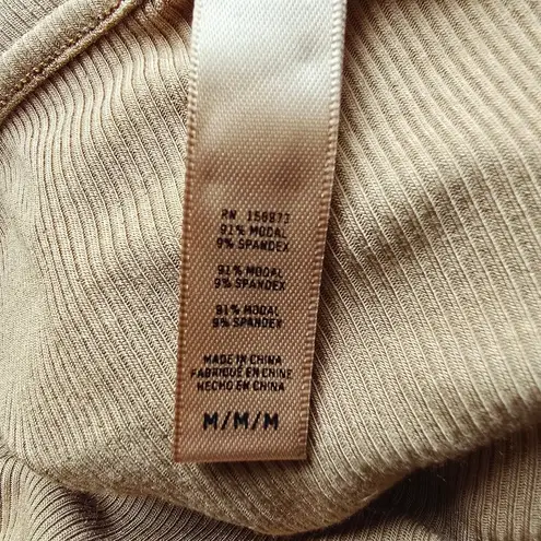 SKIMS New Soft Lounge Shimmer Long Sleeve Dress Camel Tan Metallic Foil Size M