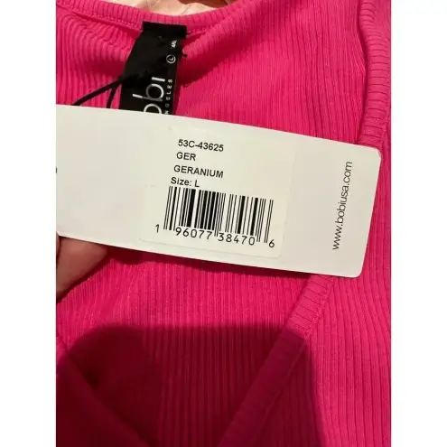 Bobi NWT  Los Angeles‎ Pink Semi Cropped Ribbed Tank Top