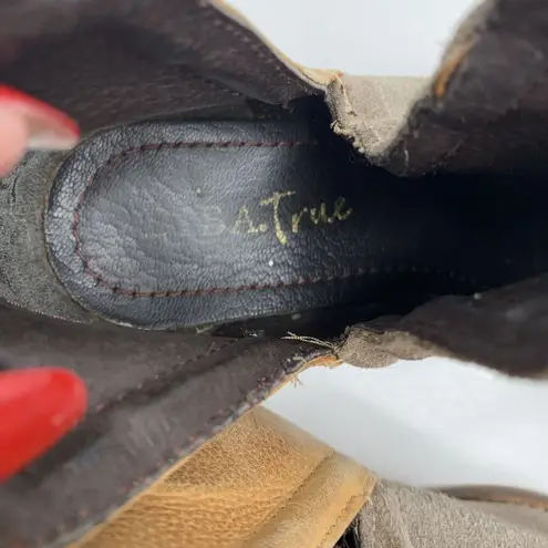 Anthropologie Anthro Diba True Sz 6.5 Stop By Bootie Beige Brown Suede Leather Colorblock Boot