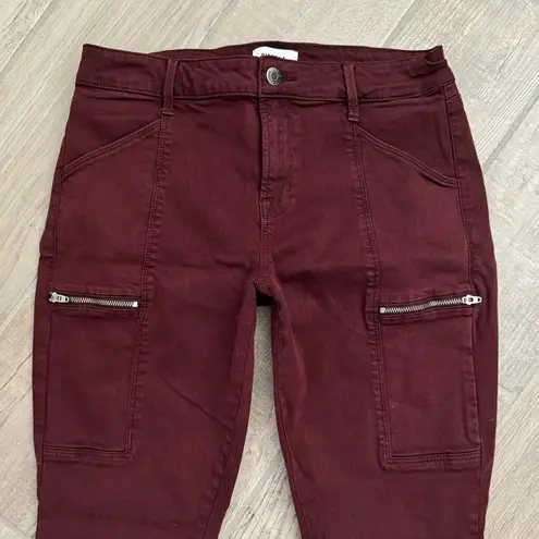 Pistola Hannah Skinny Moto Stretch Six-Pocket Ankle Cargo Jeans Maroon