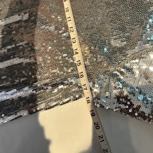 New FATE Silver Sequin Mini Dress Deep V Back Cutouts Size M Party Club Date Size M