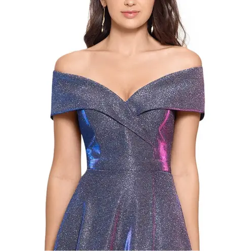 XScape 3350X Off The Shoulder Gown Iridescent Glitter 20W