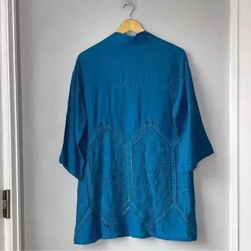 Soft Surroundings NWT Blue Nightingale Topper Open Front Eyelet Cardigan