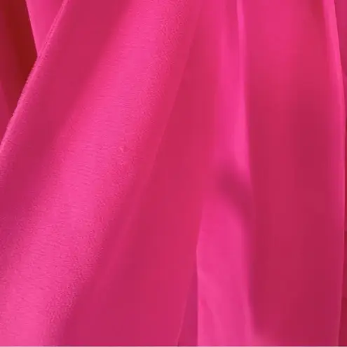 Le Superbe Ruffle Hendrix Tie Neck Chiffon Top in Electric Rose Pink Size 2