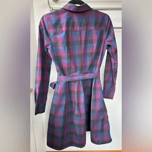 Brooks Brothers Women’s Purple Black Blue Plaid Shirtdress Sz 2