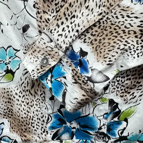 Chico's Chico’s Additions Leopard Print & Tropical Floral Zip Front Long Sleeve Jacket