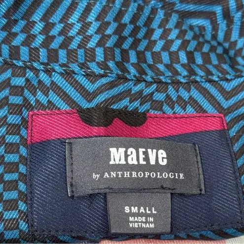 Maeve Anthropologie Gillian Abstract Patchwork Long Sleeve Shirt Dress Small