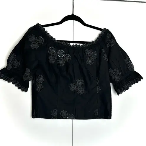 Love Shack Fancy  Anala Eyelet Top in Black