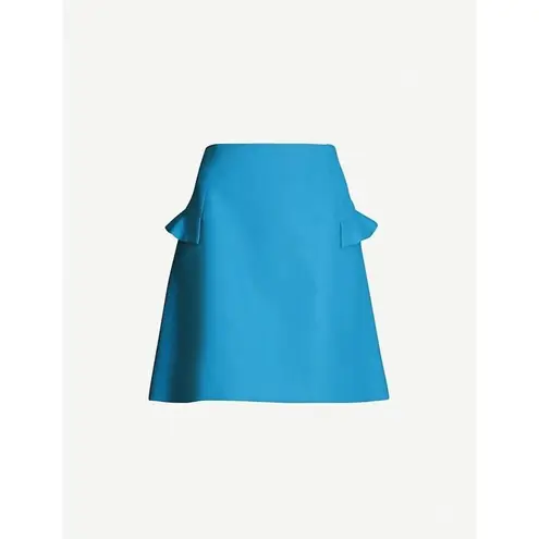 Sandro Womens 1 Small Oro Ruffled A-line Mini Skirt In Blue Solid