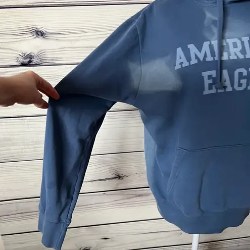 American Eagle Super Soft Blue Distressed Oversized Hooded Sweatshirt