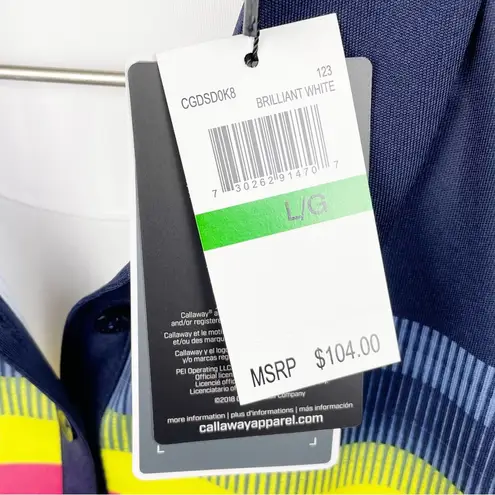 Callaway NEW Golf White Abstract Gradient Stripe Color Block Dress Size Large