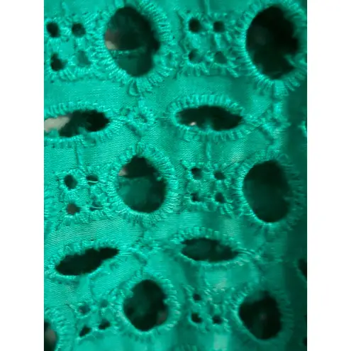 Calypso St. Barth XS/S Eyelet Tassel Top Emerald Green Long Sleeve Blouse Shirt - Image 4