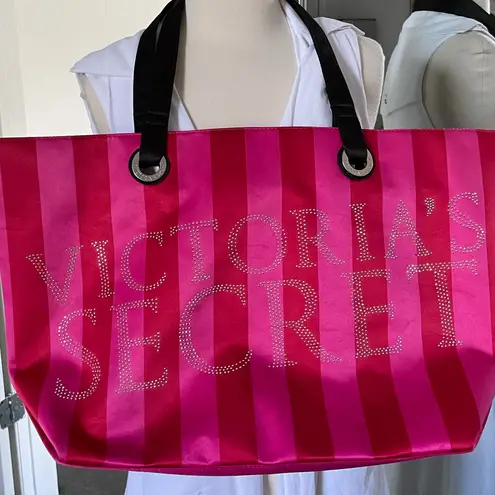 Victoria's Secret Victoria’s Secret LIMITED EDITION Bling Red Striped Tote Bag