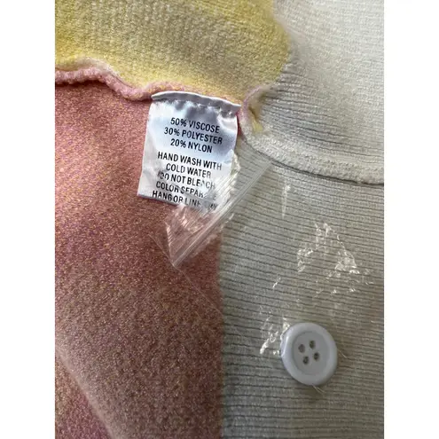 English Factory Pastel Colorblock Checkered Cardigan – 50% Viscose, Size Unknown