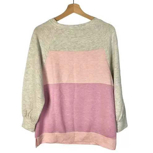 Versona Gray & Pink Colorblock Crewneck Sweatshirt S