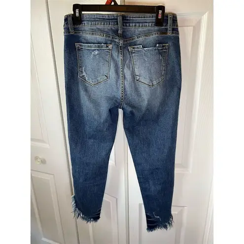 Kancan Women's Mid Rise Super Skinny Distressed Jeans Blue Size 9/28