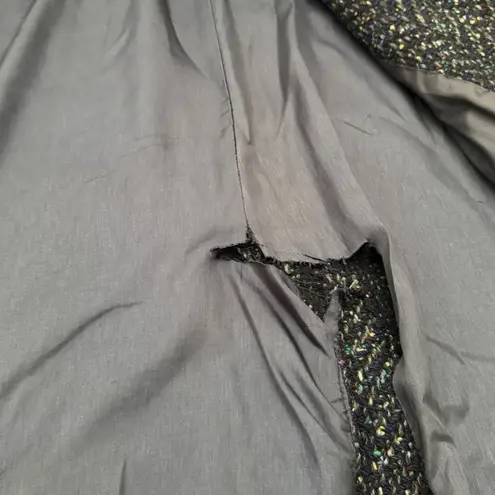 Paul Levy 1970s 1980s Long Wool Navy Confetti Chevron Print Coat Women’s Sz L Size L