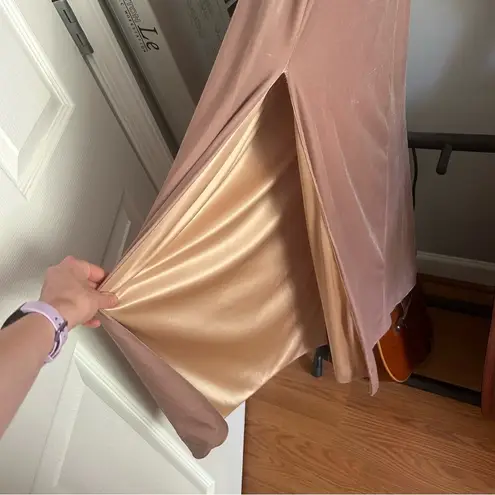 Revelry Skye Velvet Bridesmaid Dress in Champagne Tan Size 10